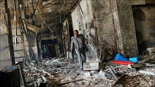 Charred remains of a government building in Cairo