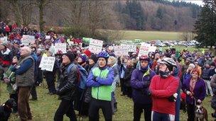 Protesters at Grizedale Forest