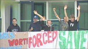 Vestas workers during an unofficial sit-in