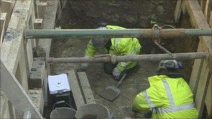 Archaeologists at Bath Abbey