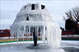 Frozen fountain in Nottinghamshire