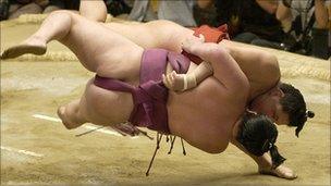 File photo of Sumo wrestlers