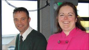 Guernsey bus driver Stephen Rushton and Island Coachways managing director Hannah Beacom