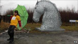 School pupil at Helix project site between Falkirk and Grangemouth