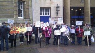 Protesters outside Shire Hall