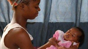 Mariama and her baby