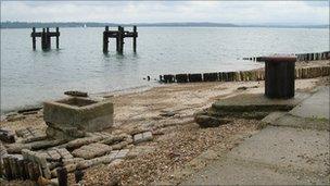 Mulberry Harbours remains at Lepe beach