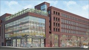 Rendering of a proposed Wal-Mart store in Washington DC