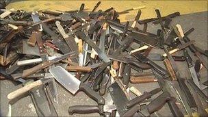 A weapons bin is emptied in London (library picture)