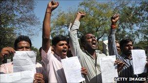 Students in India protesting