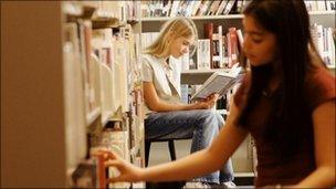 Children in a library