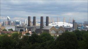 The view across the Thames from Greenwich