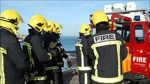 Guernsey firefighters at Castle Cornet