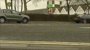 Double yellow lines outside Asda store