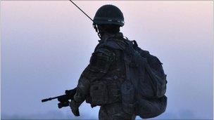 A British soldier in Afghanistan