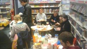 Sit-in at News Cross library