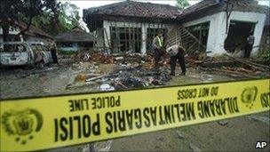 House of an Ahmadi after it was attacked by Muslim mob in Pandeglang, Banten province, Indonesia, Monday, Feb. 7, 2011