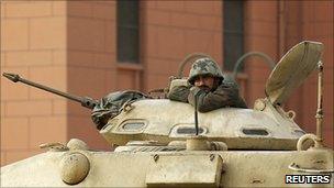 A tank in Tahrir Square, Cairo, 7 February 2011