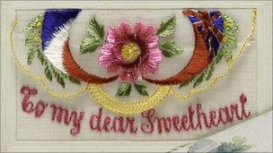 Embroidered postcard