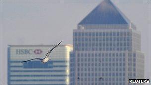 Bank buildings in Canary Wharf