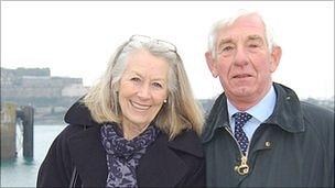 Sir Fabian and Lady Malbon return from their final official visit to Sark