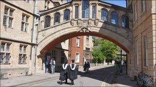 Oxford University students on the way to their graduation ceremony