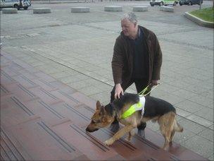 Ian and Renton navigating some steps