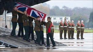 MoD handout photo of the (1 R IRISH) at RAF Lyneham, Wiltshire.