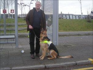 Ian and Renton at a bus stop