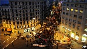 Protesters in Barcelona