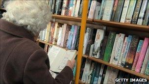 Woman in library