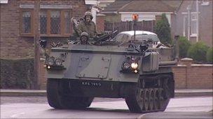 Shaun Mitchell in his armoured personnel carrier