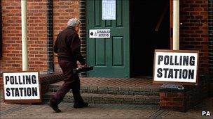 Man enters polling station