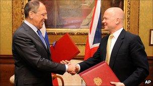 Sergei Lavrov (left) and William Hague