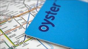 Oyster card on a tube map