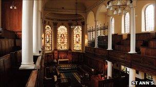 The interior of St Ann's Church in Manchester