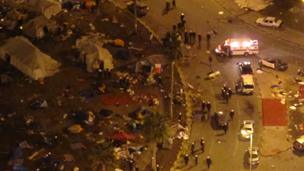 Pearl roundabout as police arrived on 17 February, captured by BBC News website reader