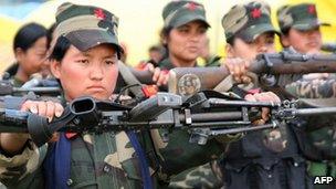 Maoist rebels in training