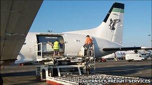 Freight plane at Guernsey Airport