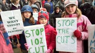 Pupils taking part in Renfrewshire rally