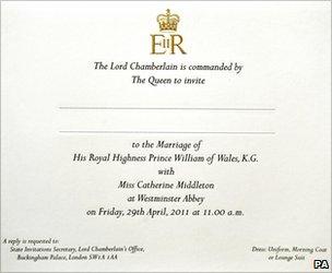 Royal wedding invitation