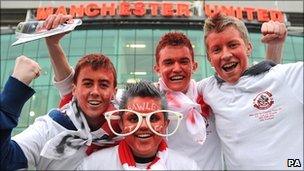 Young Crawley fans outside Old Trafford