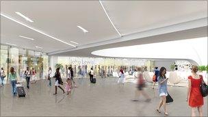 Artist's impression of station concourse with proposed John Lewis store