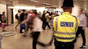 A police officer at King's Cross Tube station