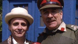 Nicholas Courtney (l) with Sylvester McCoy