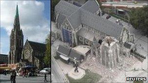 ChristChurch Cathedral, before and after the quake