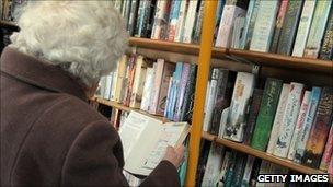 Woman in library