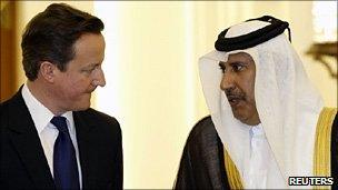 David Cameron with Sheikh Hamad bin Jassim