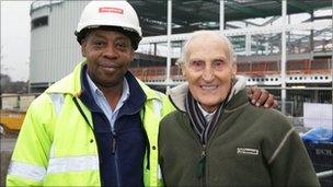 Bert Williams (r) with security guard Trevor Ranger at the Bilston site