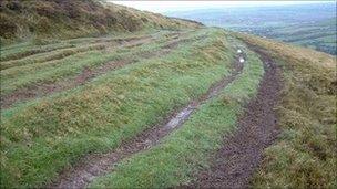 Upland tracks damaged by motorbikes